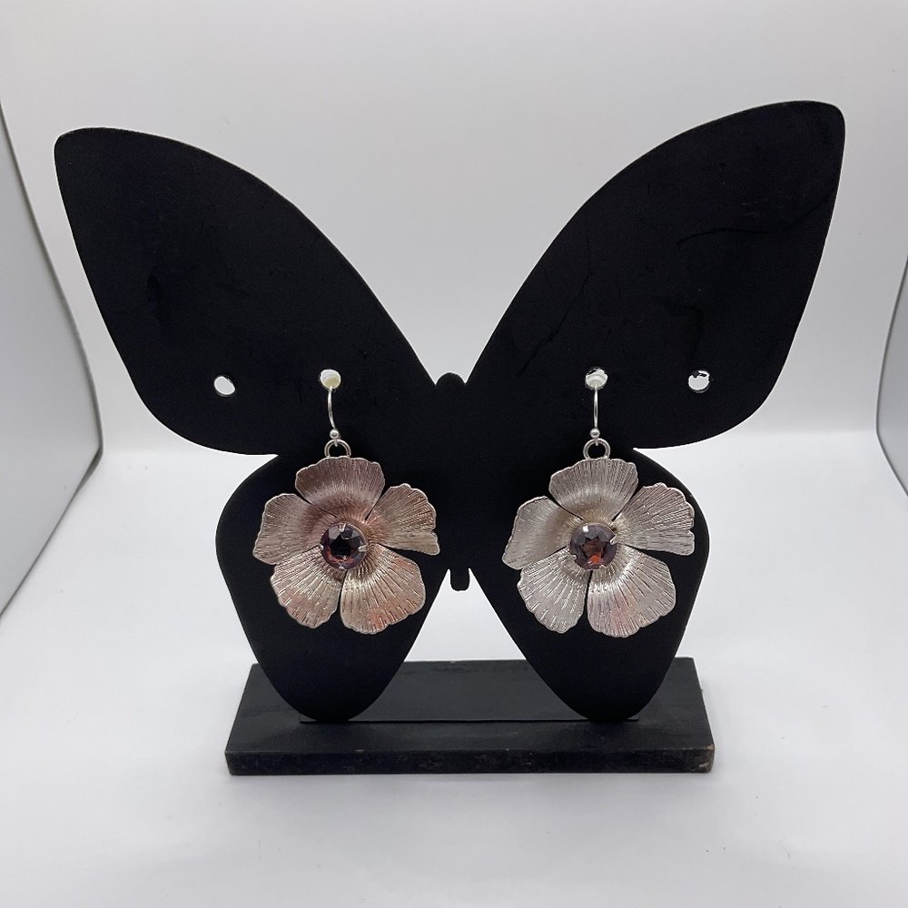 Silver Earrings with  FAUX Amethyst